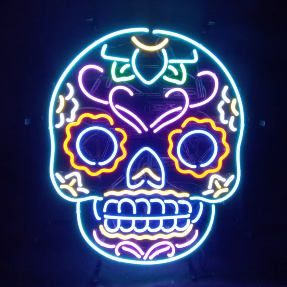 Dia De Los Muertos Hanuted Skull Death Mask Neon Signs by Neon Signs Land - main product image for Resin Society