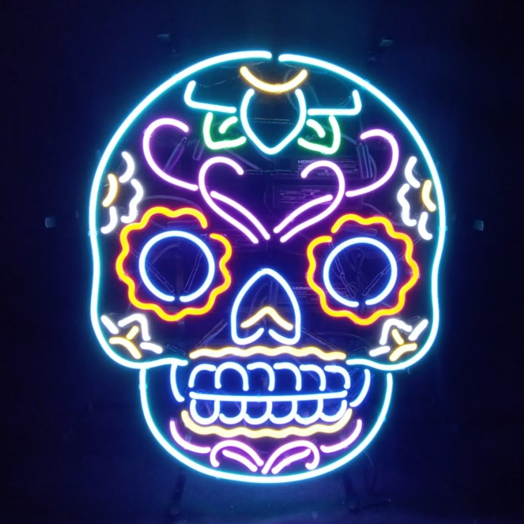 Dia De Los Muertos Hanuted Skull Death Mask Neon Signs by Neon Signs Land - main product image for Resin Society