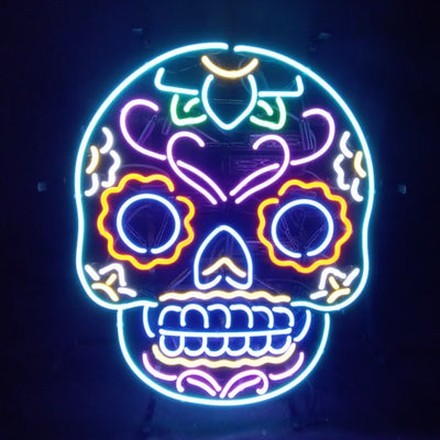 Dia De Los Muertos Hanuted Skull Death Mask Neon Signs by Neon Signs Land - main product image for Resin Society