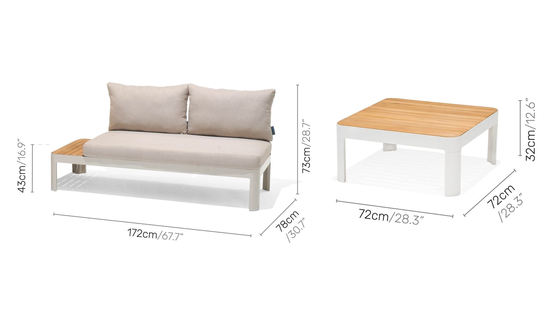Portals Teak and Aluminum Modular Sofa 3pc Set by LifestyleGarden US - product image 16 for Resin Society