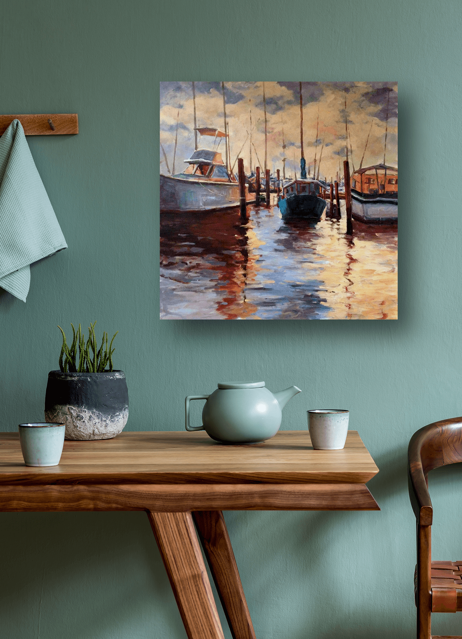 Docks at Sunset Artist Enhanced Canvas Print by John Beard Collection - product image 3 for Resin Society