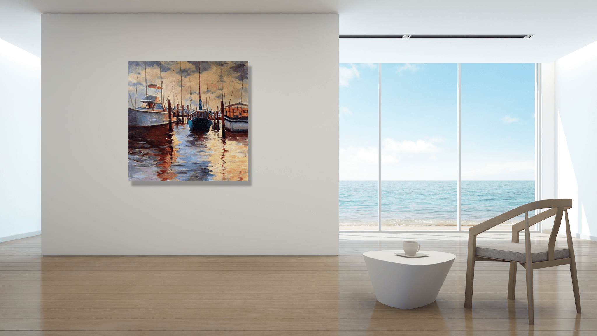 Docks at Sunset Artist Enhanced Canvas Print by John Beard Collection - product image 4 for Resin Society