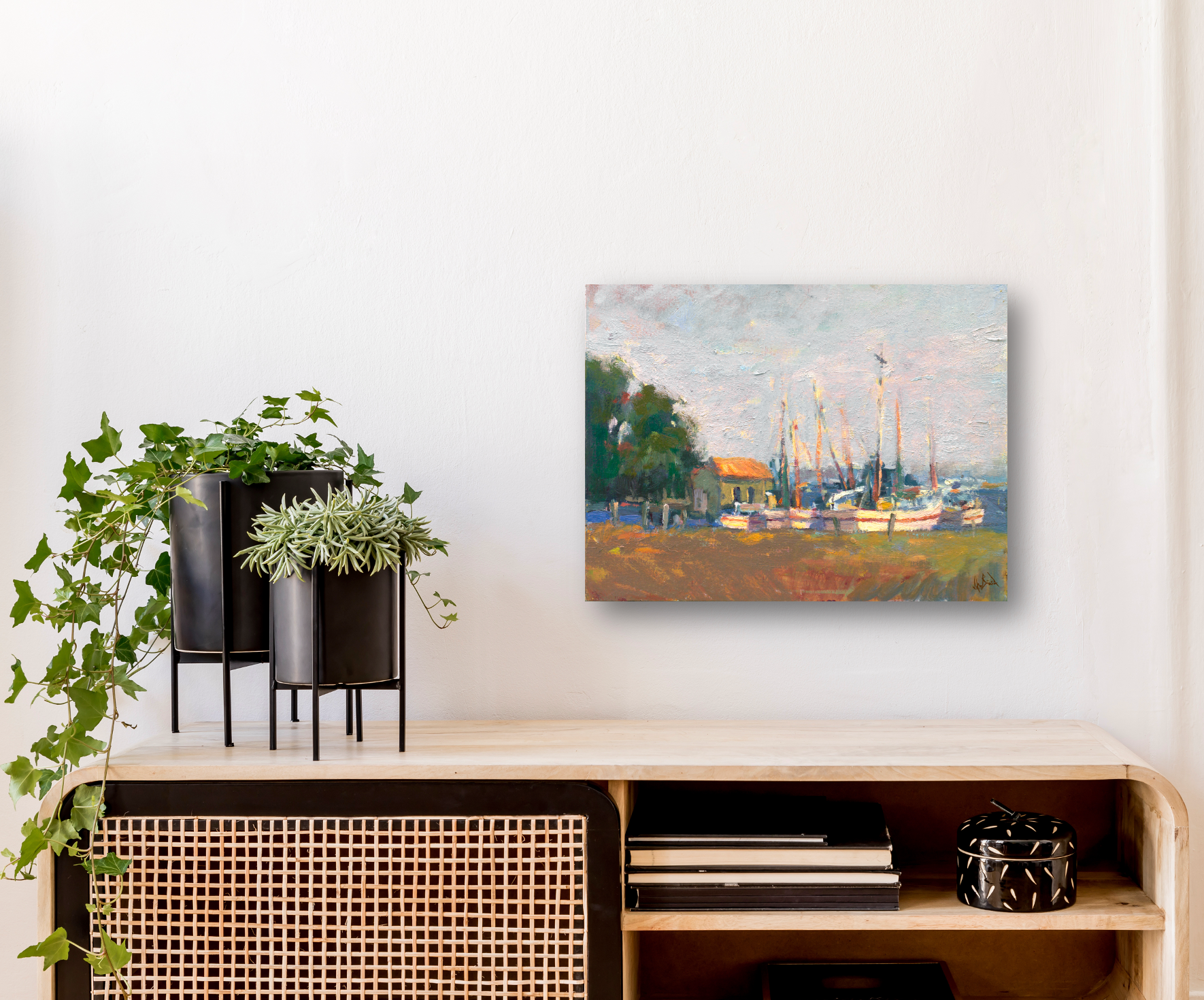 Dockside Artist Enhanced Canvas Print by John Beard Collection - product image 4 for Resin Society