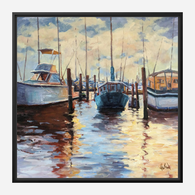Docks at Sunset Artist Enhanced Canvas Print by John Beard Collection - product image 5 for Resin Society