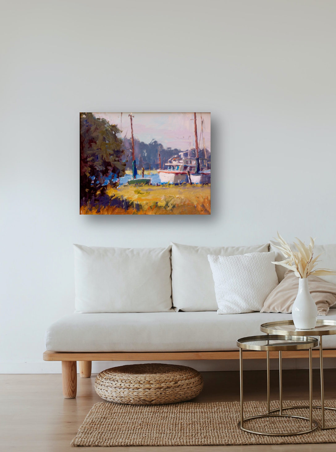 Docks at Daybreak Artist Enhanced Canvas Print by John Beard Collection - product image 3 for Resin Society