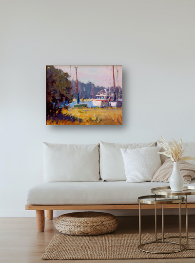 Docks at Daybreak Artist Enhanced Canvas Print by John Beard Collection - product image 3 for Resin Society