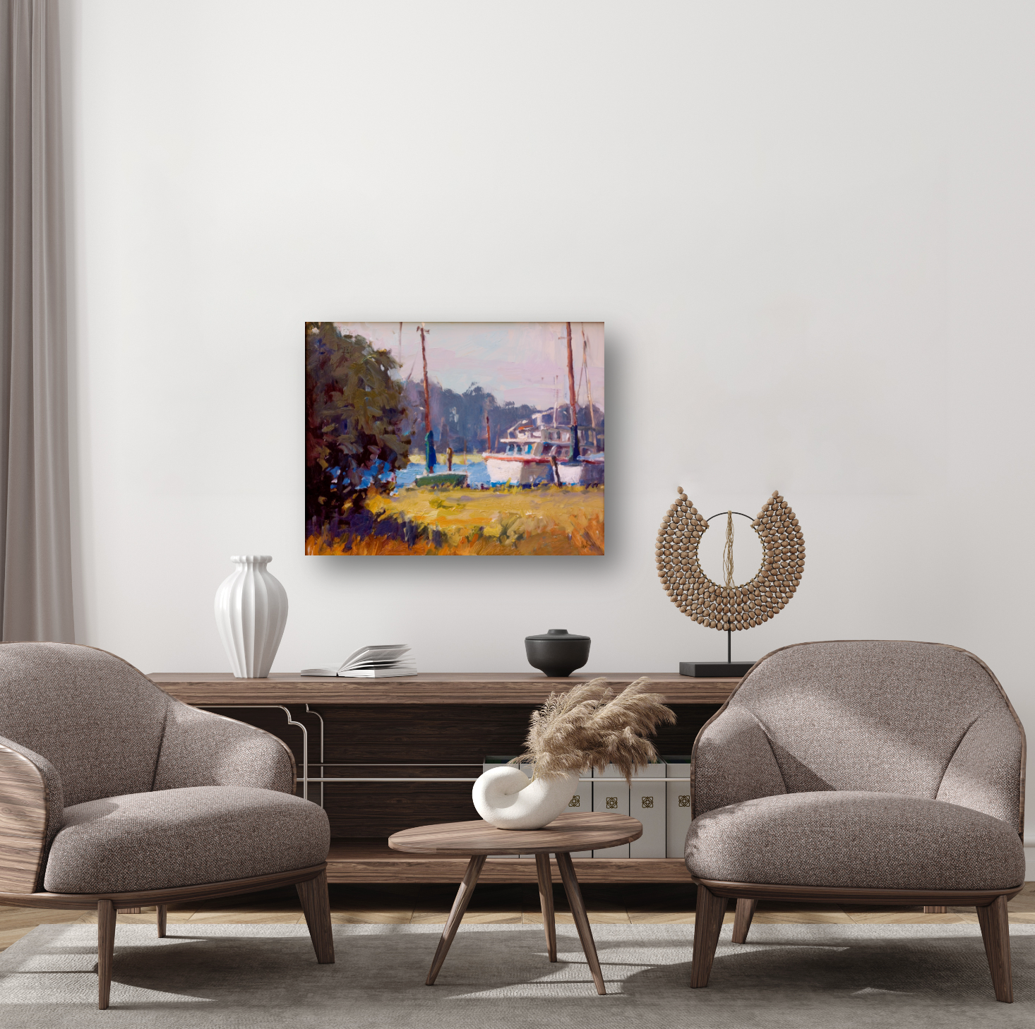 Docks at Daybreak Artist Enhanced Canvas Print by John Beard Collection - product image 4 for Resin Society