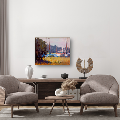 Docks at Daybreak Artist Enhanced Canvas Print by John Beard Collection - product image 4 for Resin Society