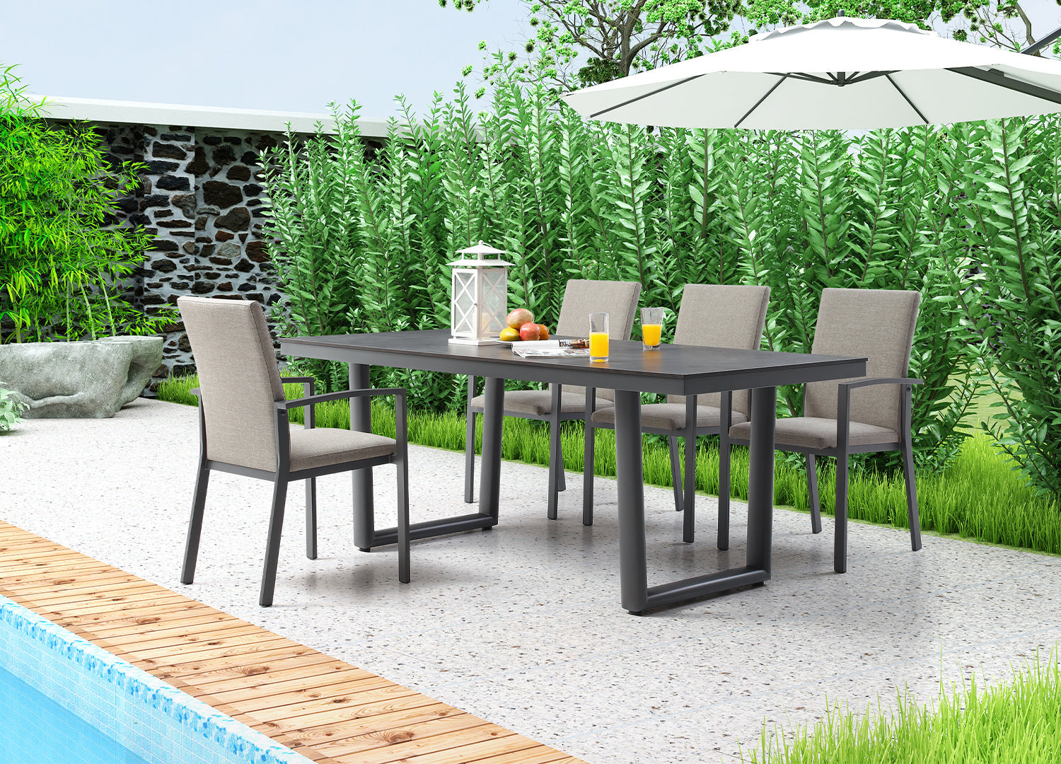 Doris Outdoor Dining Armchair Set of 4 detail image - Resin Society
