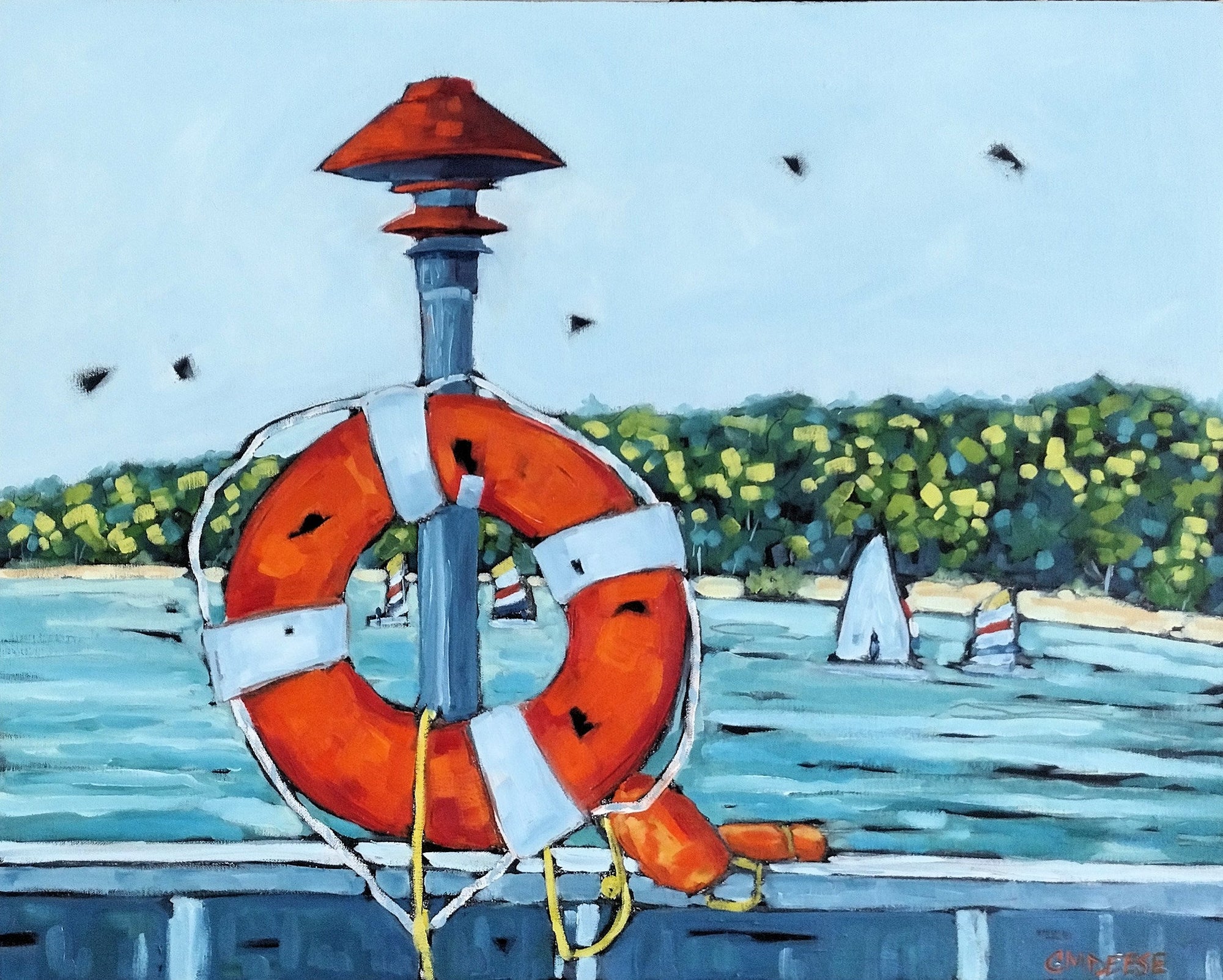 "Sailing Through Summer Along the Eastern Shoreline" - Wall Art Home Decor by Dreese Fine Art - Resin Society
