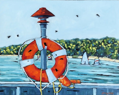 Sailing Through Summer Along the Eastern Shoreline —Giclee Print on by Dreese Fine Art - main product image for Resin Society