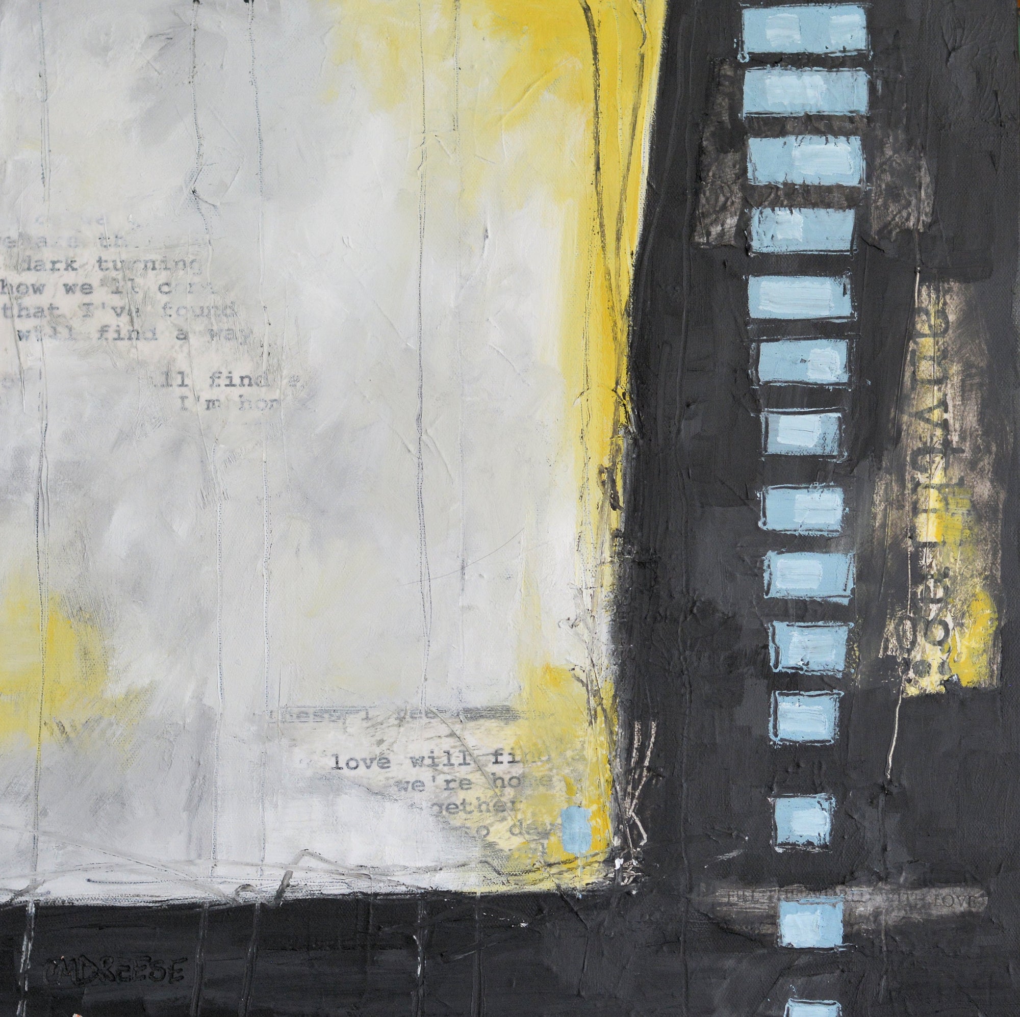 "Object III" Mixed Media: Oil, Cold Wax and Collage on Canvas. by Dreese Fine Art - main product image for Resin Society