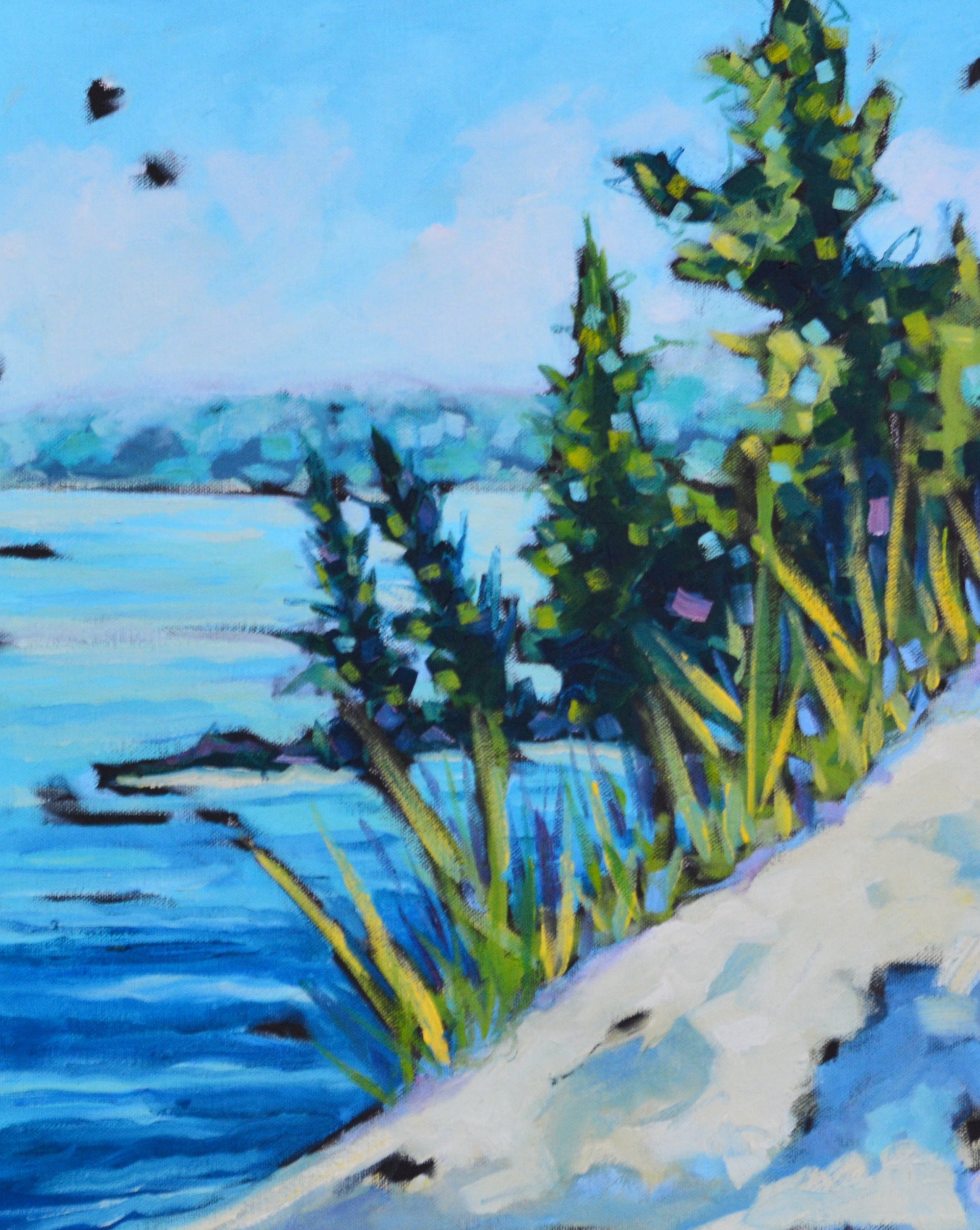 "Serenity at the Lake" Beach Lake Glass Art Print by Dreese Fine Art - Resin Society