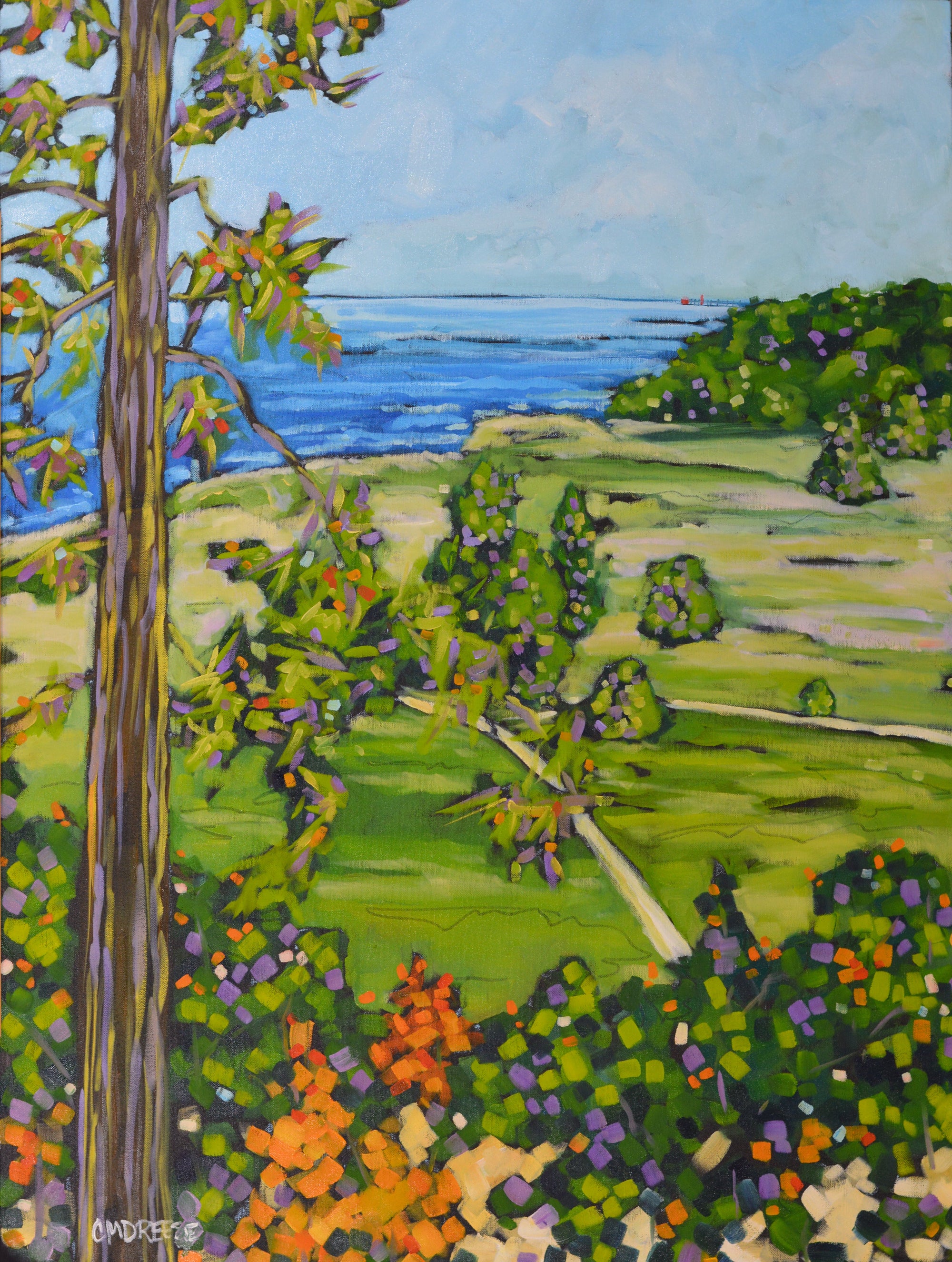 "On the Bluffs Overlooking Lake Michigan" Oil Painting on Canvas by Dreese Fine Art - main product image for Resin Society