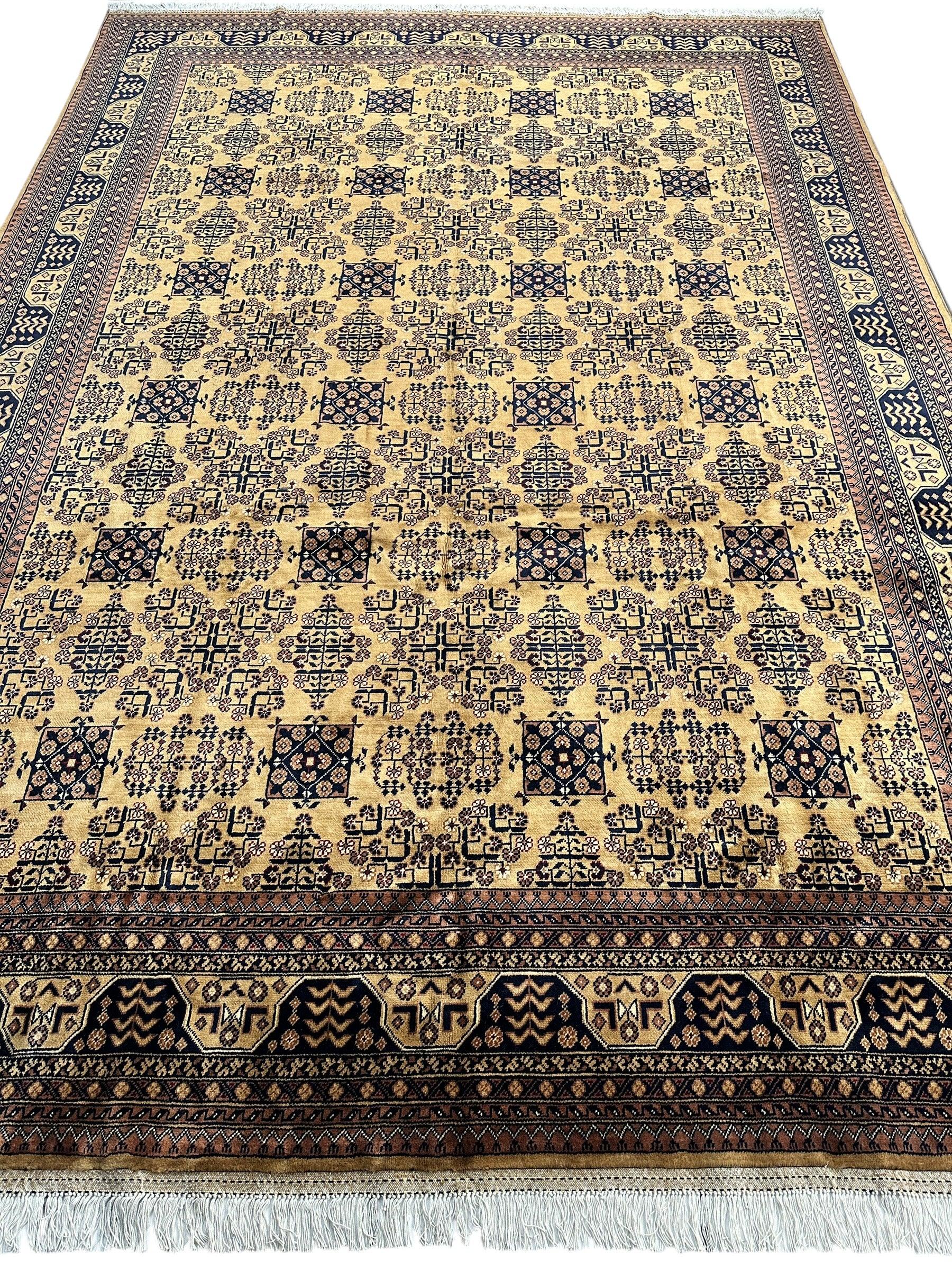 Hand-Knotted Afghan Bukhara Rug 8'4" x 11'10" - Wool, Geometric Patterns by Rugistan - product image 3 for Resin Society