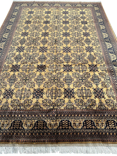 Hand-Knotted Afghan Bukhara Rug 8'4" x 11'10" - Wool, Geometric Patterns by Rugistan - product image 3 for Resin Society