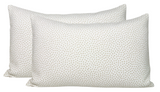 Two rectangular pillows with a subtle small tan spot pattern on a white background, displayed side by side.