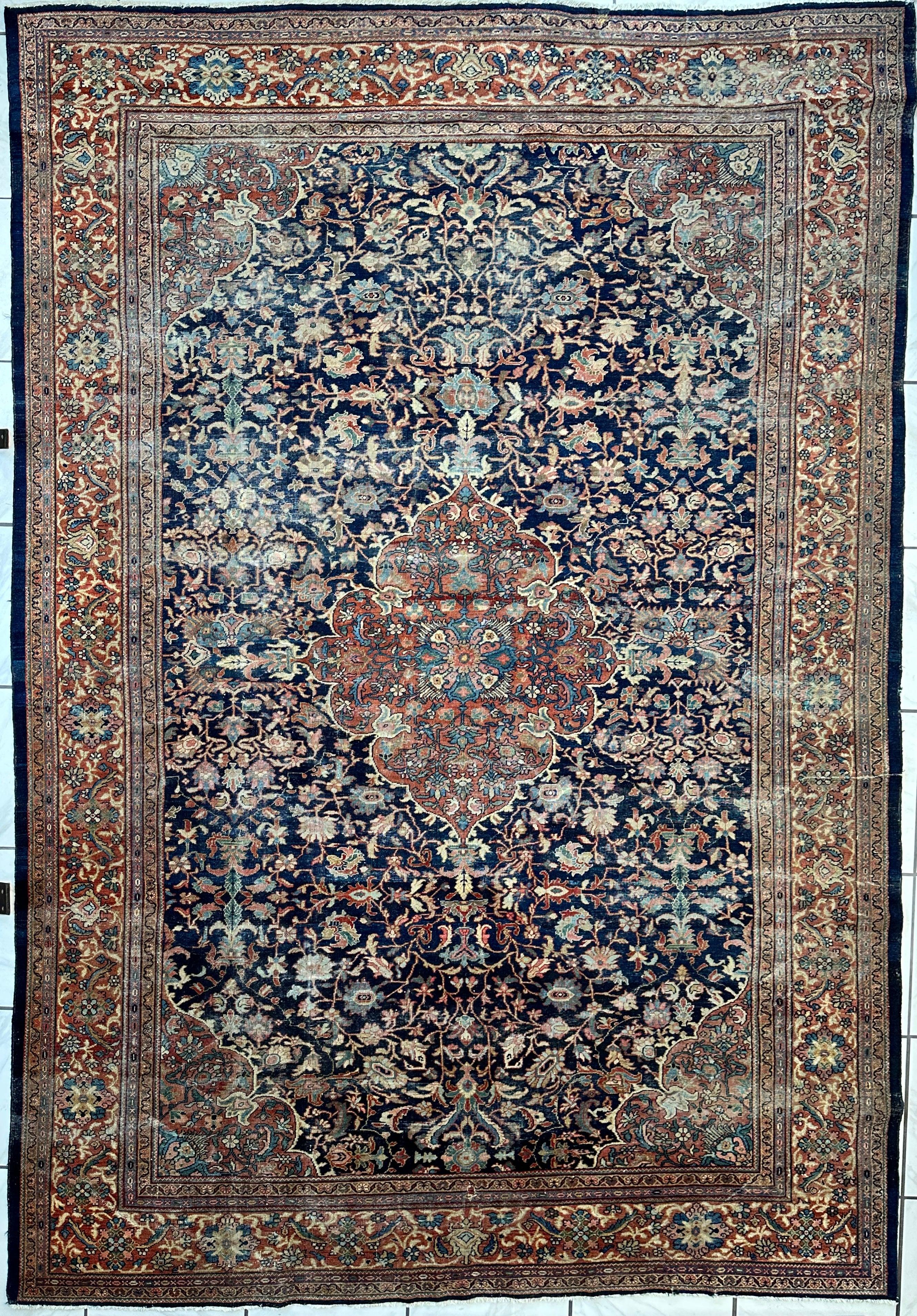Antique Persian Mahal Rug 8’3”x12’ - Circa 1900 Treasure by Rugistan - main product image for Resin Society