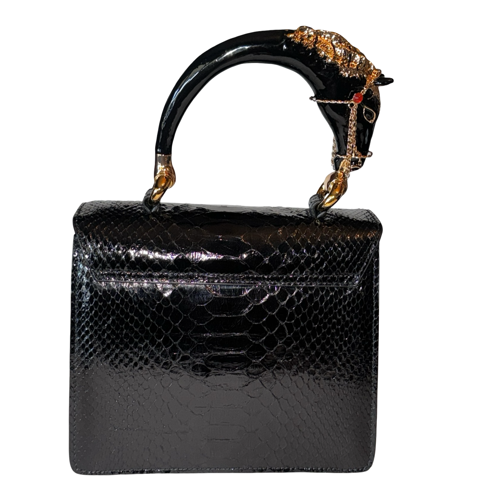 Devon Horse Handle Handbag Authentic Black Python by Allysa Payne Beverly Hills - product image 2 for Resin Society