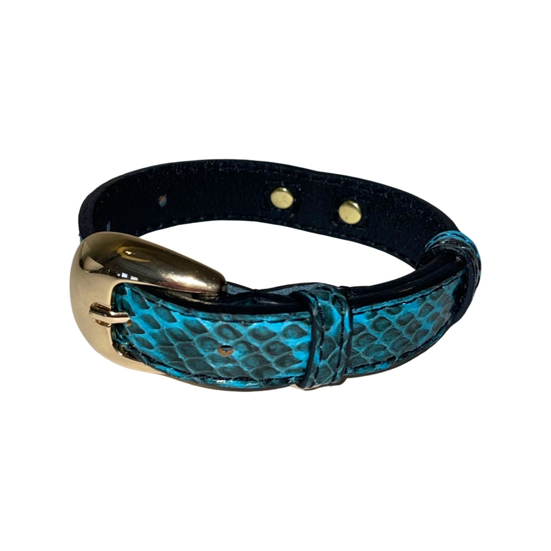 XS/S 7”-14” Turquoise & Black Custom Snake Collar/Custom Gold Oval by Allysa Payne Beverly Hills - product image 3 for Resin Society