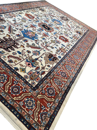 Hand-Knotted Vintage Afghani Serapi Wool Rug – 10'10" x 15'10" – by Rugistan - product image 6 for Resin Society