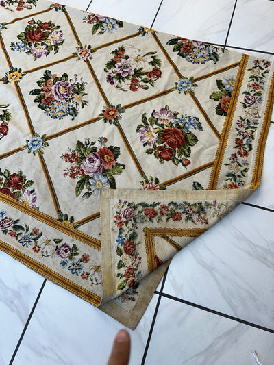 Handmade Needlepoint Floral Wool Rug – 9' 7" x 13' 5" – Vintage by Rugistan - product image 6 for Resin Society