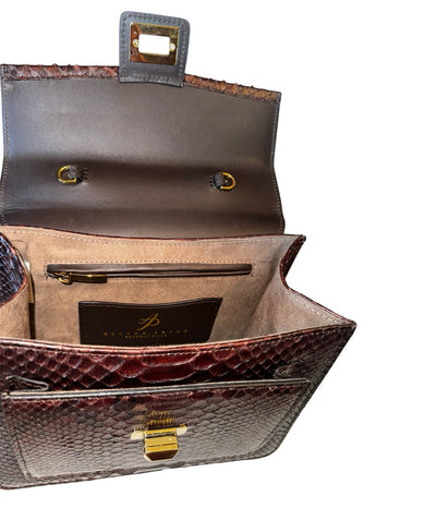 Sienna Horse Handle Handbag Authentic Multi-Toned Brown Python by Allysa Payne Beverly Hills - product image 6 for Resin Society