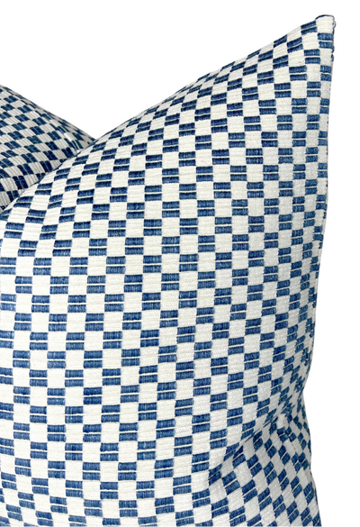 Elkhart Pillow Cover in Blue, Schumacher Textiles