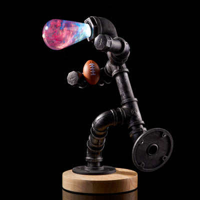Handcrafted marbled resin LED bulb with wooden base option