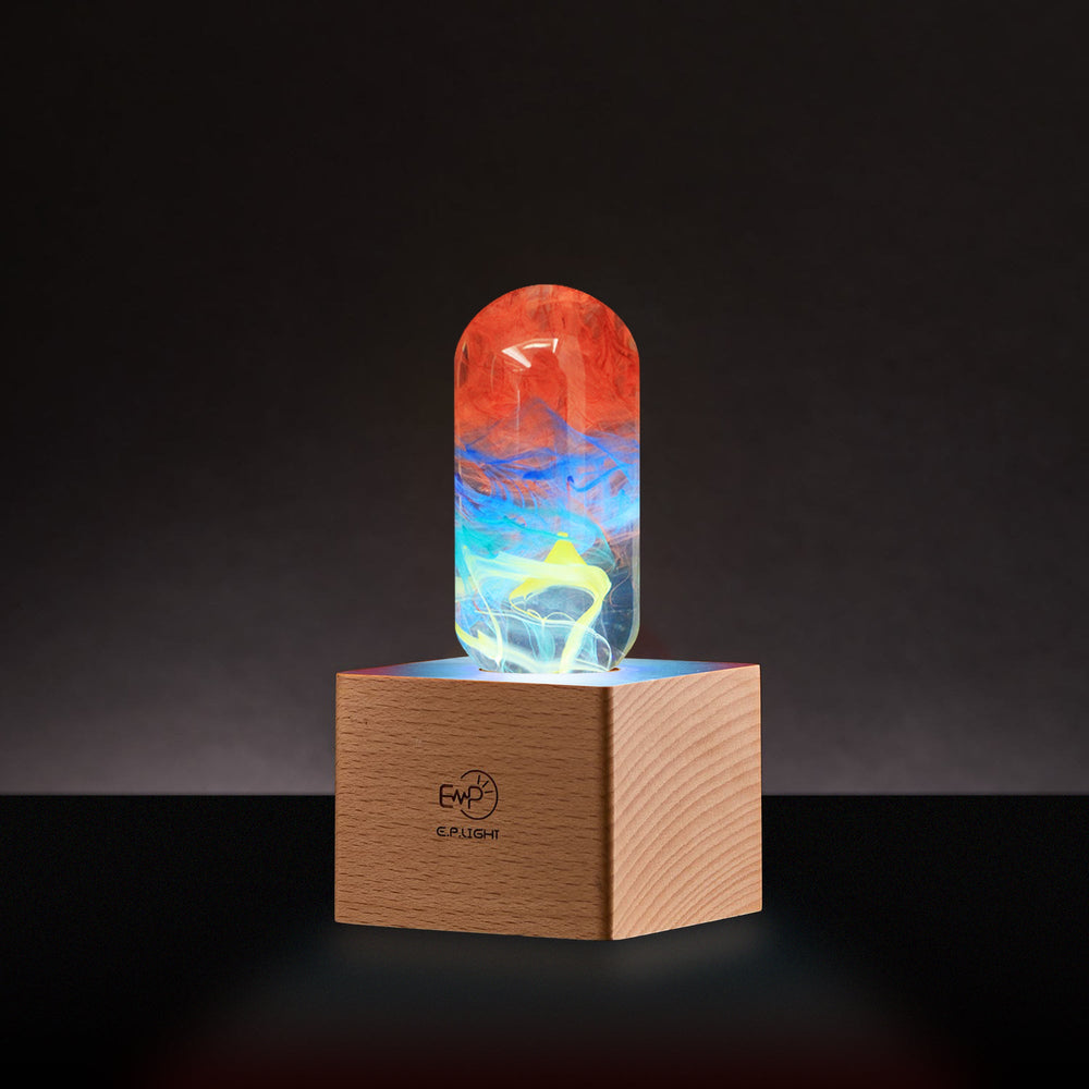 EP Light Youth Resin Table Lamp with wooden base and LED bulb