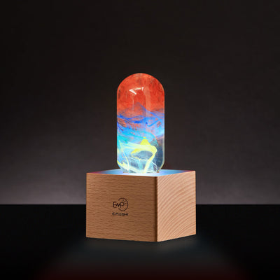 EP Light Youth Resin Table Lamp with wooden base and LED bulb