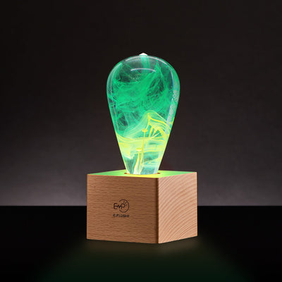 EP Light Mind Decorative Resin LED Bulb with unique resin design and wooden base options