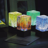 Aurora Resin LED Lamp – handcrafted resin table décor with warm white light