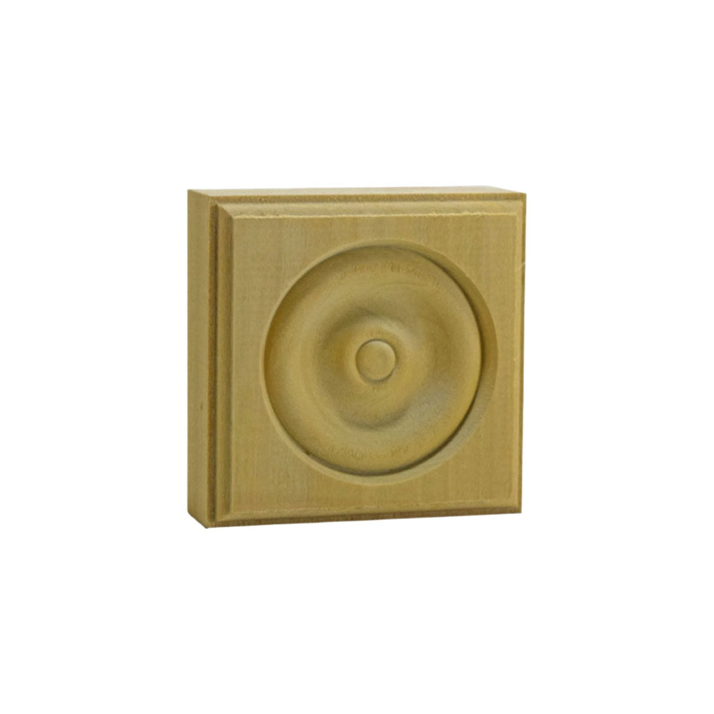 EWAP30 Rosette Casing Corner Block in various hardwood finishes