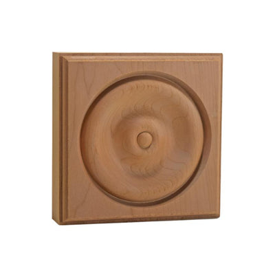 EWAP40 Rosette Casing Corner Block in various hardwood finishes