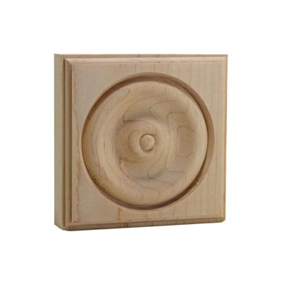EWAP40 Rosette Casing Corner Block in various hardwood finishes