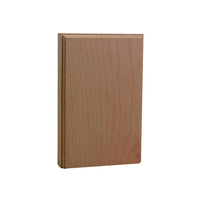 Unfinished solid hardwood casing plinth block 1 inch thick by 4 inches wide by 6 inches tall