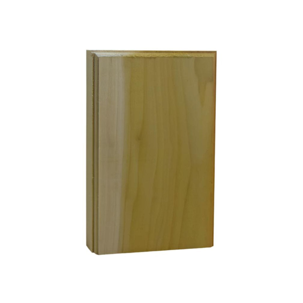 Unfinished solid hardwood casing plinth block 1 inch thick by 4 inches wide by 6 inches tall