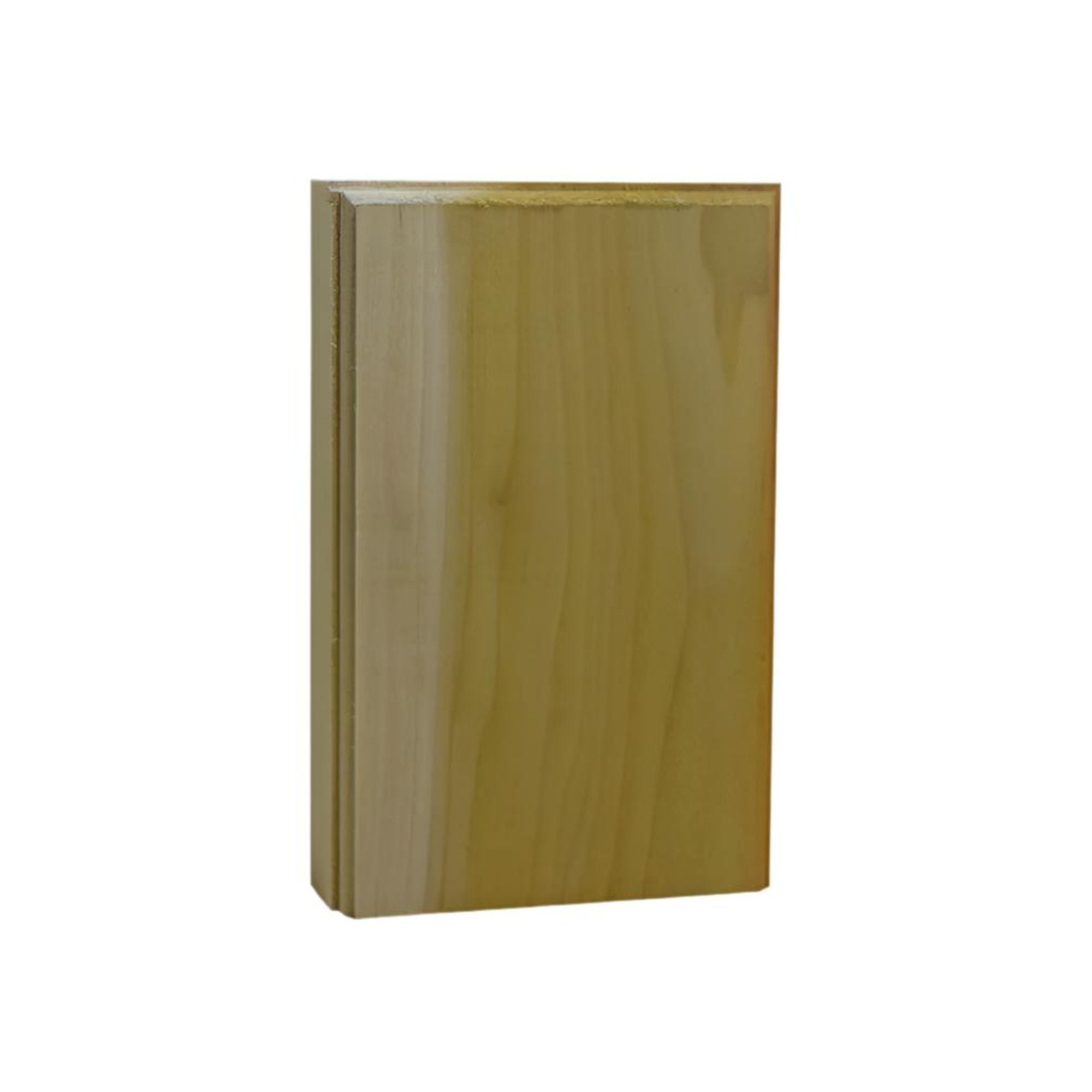 Unfinished solid hardwood casing plinth block 1 inch thick by 4 inches wide by 6 inches tall