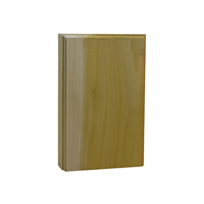 Unfinished solid hardwood casing plinth block 1 inch thick by 4 inches wide by 6 inches tall