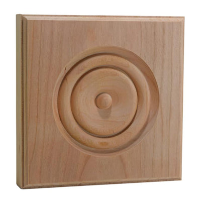 EWAP90 Rosette Casing Corner Block unfinished solid hardwood 1 inch by 5-1/2 inch square