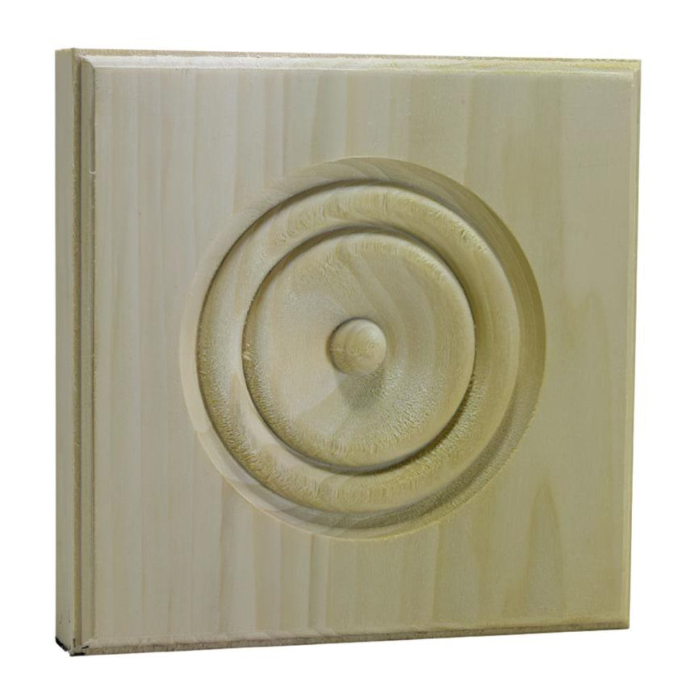 EWAP90 Rosette Casing Corner Block unfinished solid hardwood 1 inch by 5-1/2 inch square