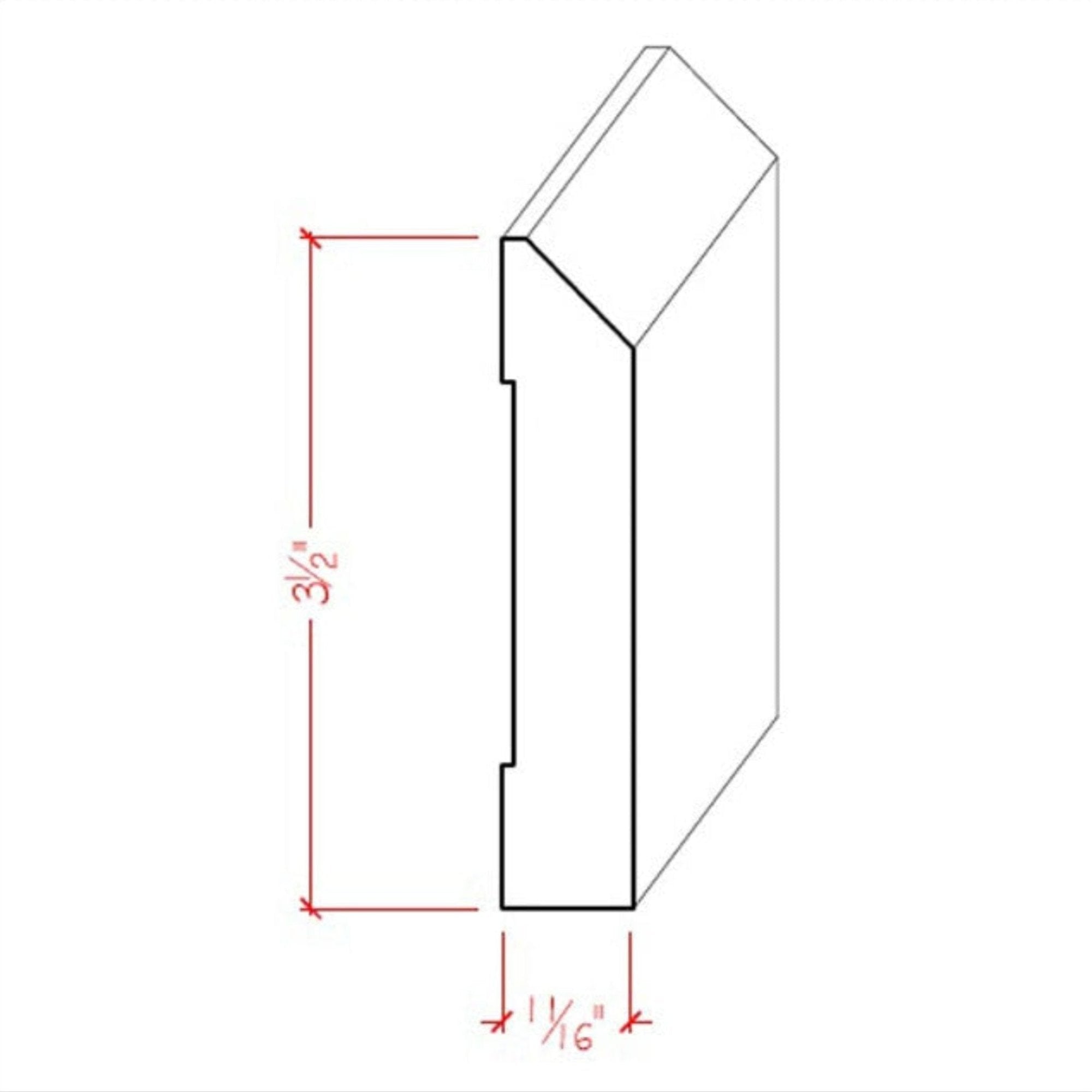 EWBB14 Beveled Edge Baseboard hardwood moulding unfinished in various wood types