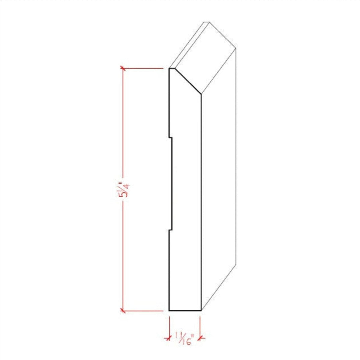 EWBB15 Beveled Edge Baseboard 5-1/4 inch tall unfinished solid hardwood moulding