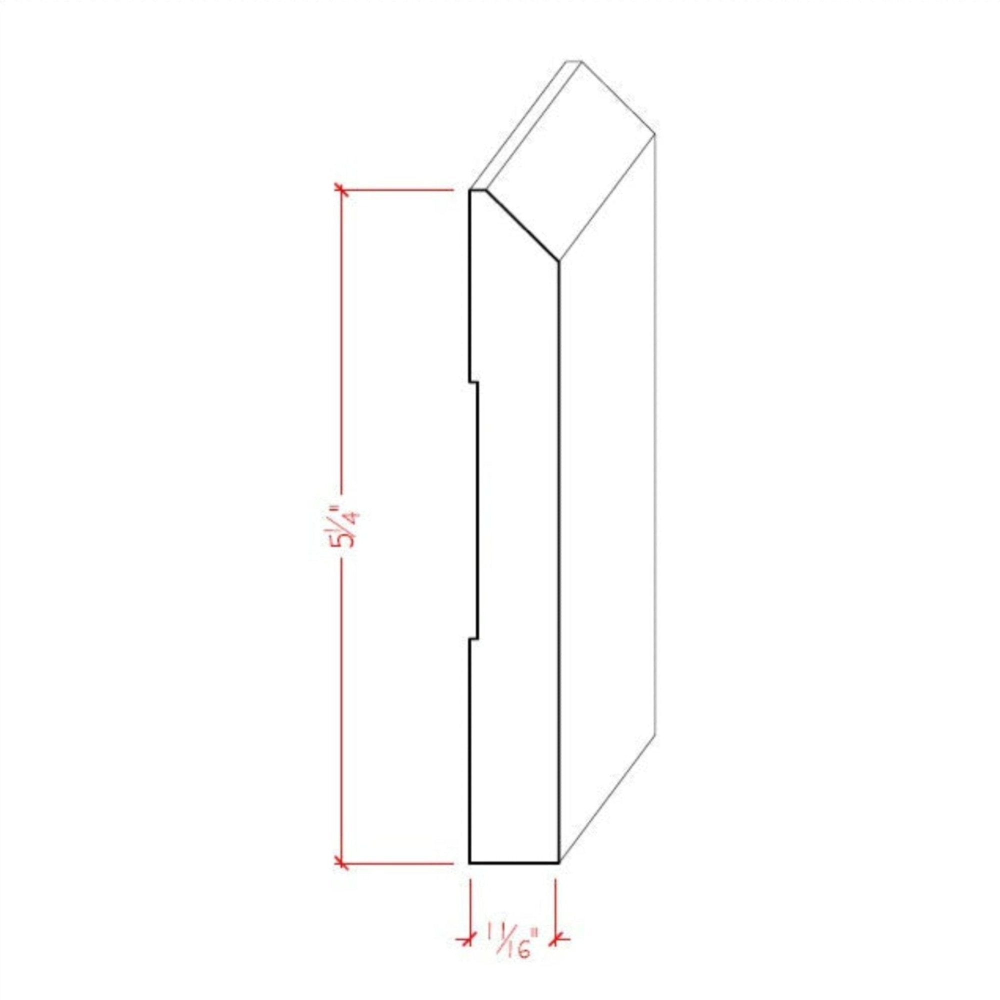 EWBB15 Beveled Edge Baseboard 5-1/4 inch tall unfinished solid hardwood moulding