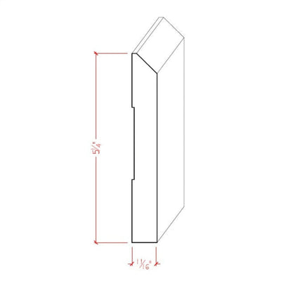 EWBB15 Beveled Edge Baseboard 5-1/4 inch tall unfinished solid hardwood moulding