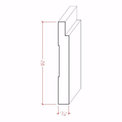 EWBB18 Notched Baseboard 5-1/4 inch tall unfinished hardwood moulding