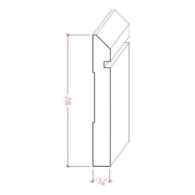 EWBB20 Bevel Groove Baseboard Moulding in unfinished solid hardwood