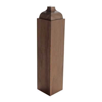 Unfinished hardwood baseboard outside corner block in various wood types