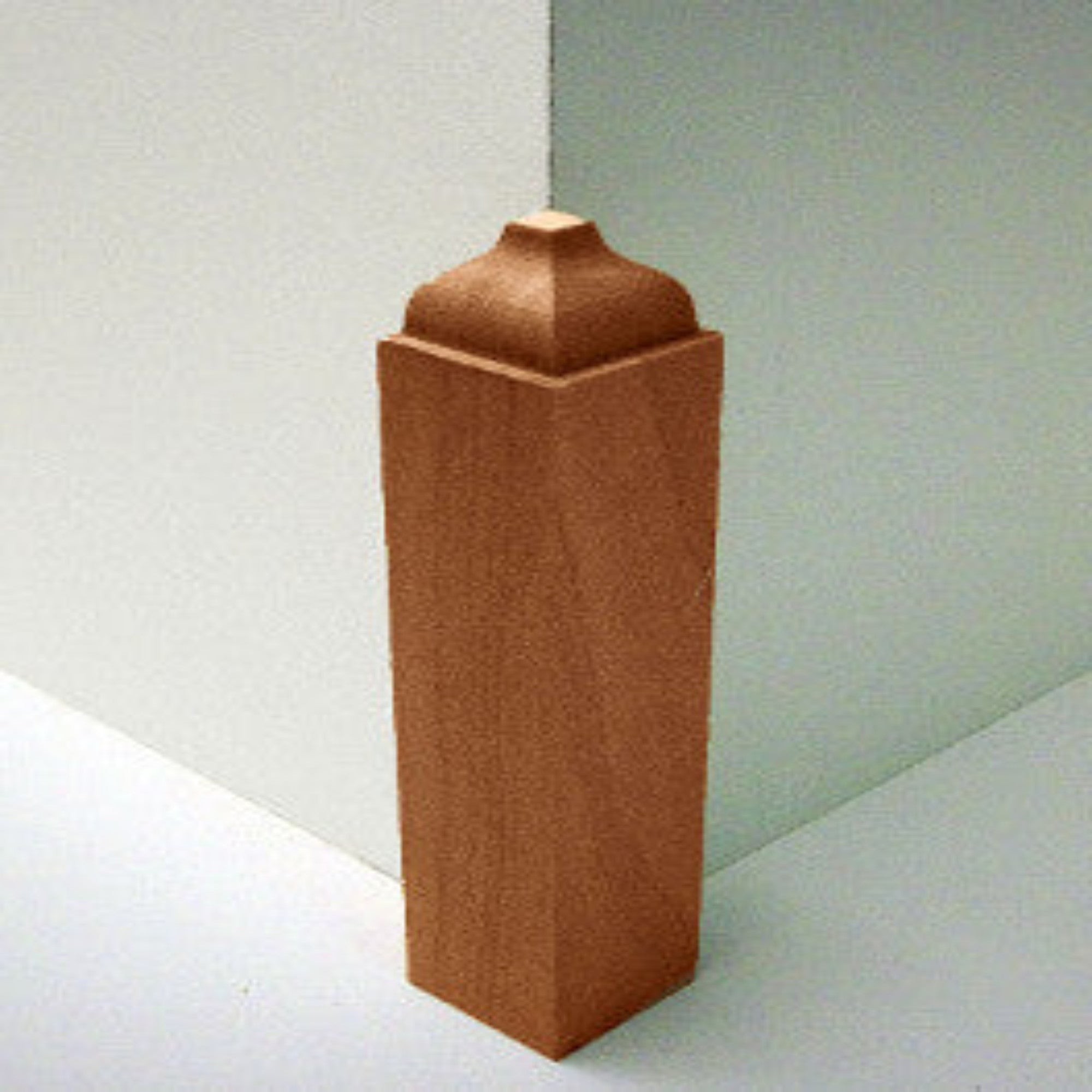 Unfinished hardwood baseboard outside corner block in various wood types